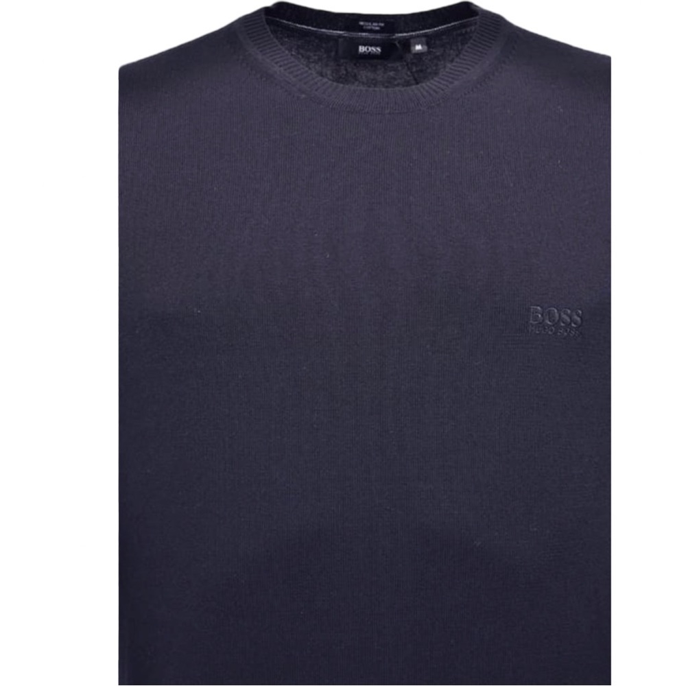 BOSS HUGO BOSS Wool Blend Logo Crewneck Pullover Sweater “Balduin” Dark Blue M - Picture 4 of 16